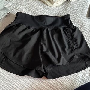 Black Women's Athletic Shorts with liner